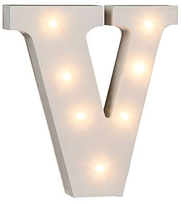 Out of the Blue 57/6095 - Holz Buchstabe V beleuchtet mit 7 LED Lichtern, batteriebetrieben, ca. 16 cm