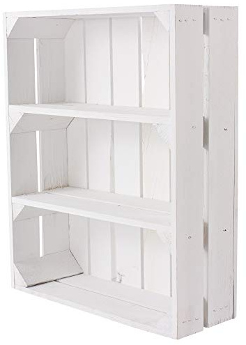 Moooble 6er neues Shabby chic Gewürzregal 50cm x 40cm x 16cm Küchenregal Ablage Regal Holzregal Obstkiste Apfelkiste Weinkiste Wandregal weiß/Weiss klassisch Vintage-Möbel Natur