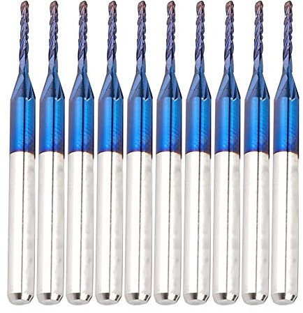 3.175mm Cnc-Samfox 3.175mm Carburo End Mill Blue Coat Cnc Router Bits Bits de Grabado de Borde de Corte PCB Machinery Pack de 10 (tamaño : 1.2mm)
