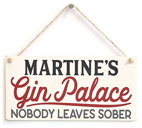 Personalised Gin Palace Sign - Nobody Leaves Sober - Unique Retro Look Gin Bar Gift Plaque