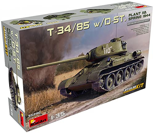Mini Art 35290 1:35 T-34/85 w/D-5T Plant 112 Fj.44 Int. - originalgetreue Nachbildung, Modellbau, Plastik Bausatz, Militär Bausatz, Modellbausatz, 1:35 Panzer