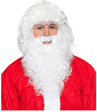 PAPSTAR NEU Perücke Herren Nikolaus Weihnachtsmann, Set Perücke und Bart, Premium, weiß - mit Haarnetz