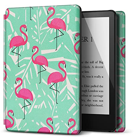 TNP Case for 6.8 Kindle Paperwhite 11th Generation 2021 / Kindle Paperwhite Signature Edition, PU Leather Cover, Protective Sleeve Folio Case for Kindle E-Reader with Auto Sleep/Wake, Flamingo