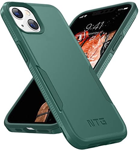 NTG compatible for iPhone 13 and iPhone 14 [2 Layer Structure][Military Grade Anti-Drop] Hard Slim iPhone 13 Phone Case,Shockproof Protective Phone Case for iPhone 14,Midnight Green