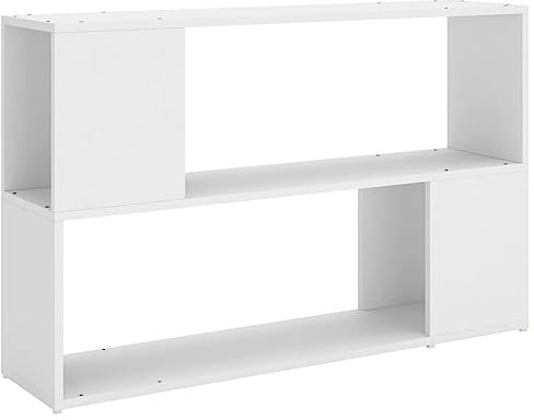 vidaXL Bücherregal mit 2 Fächern Bücherschrank Standregal Wandregal Aktenregal Büroregal Dekoregal Regal Weiß 100x24x63cm Holzwerkstoff