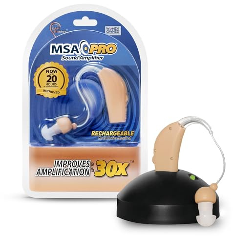 MSA PRO Sound Amplifier, Amplifies Sound by 30 Times, Up to 20 Hours Continuous Use, Lightweight, Nearly Invisible, Adjustable Volume, Fast Charging, Nude, 1ct