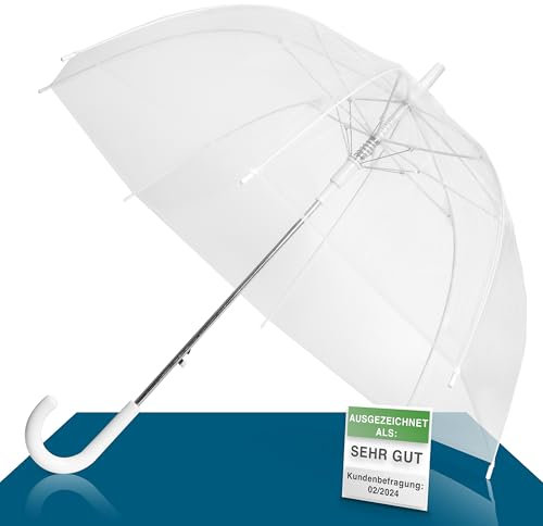 ADRIANO PORCARO - 12 x Regenschirm transparent für zwei, großer, transparenter Regenschirm ideal für Hochzeit & klein Fotoshooting, Brautpaar, Damen & Herren, Mädchen (90cm)
