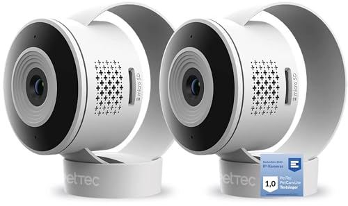 PetTec Cam Lite Lot de 2 - Camera Animaux Interieur, Caméra de Surveillance sans-Fil pour Chien/Animaux avec Appli, Détecteur Mouvement, Zoom, Haut-Parleurs, Vision Nocturne - Caméras WiFi Full HD