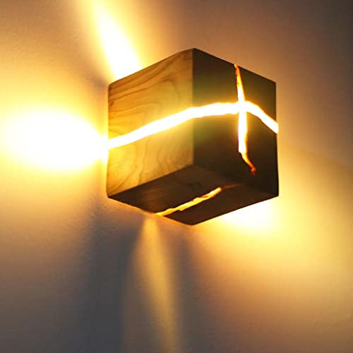 Holz Riss Wandleuchte 5W LED Nachtlicht Hölzerne Retro Wandlampe Schlafzimmer Nachttischlampe Treppe Korridor Innen Esszimmer Dekoration Moderne Warmweiß Innen Wandbeleuchtung Vintage Dekorative (Grö