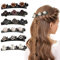 6 pièces - Barrette à Cheveux Latérale à Trois Fleurs, pinces à cheveux tressées, Barrette Cheveux Femme Latérale, Mini Barrettes Double Couche pour Femmes Filles Accessoires Cheveux
