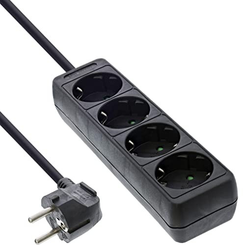 InLine® Steckdosenleiste, 4-Fach Schutzkontakt 3m, schwarz