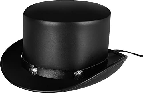 Danlai Gombado Mágico De Cuero Sombrero Plano De Copa Steampunk Caballero Sombrero De Copa Clásica Sombrero De Cuero Vintage para Mujeres Hombres
