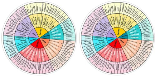 Operitacx Feelings Wheel Chart, 2 Sheets 5-Inch Emotion Wheel, Pvc Magnetic Computer Stickers for Fridge
