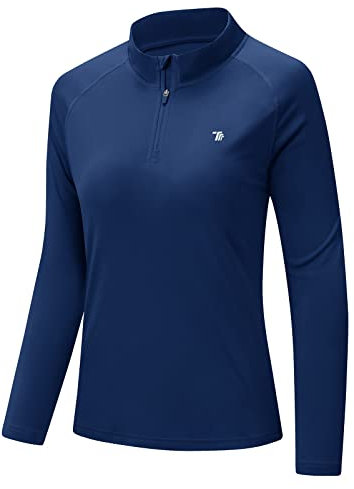 donhobo T-Shirt Damen Sportshirt Langarm Sommer Laufshirt Atmungsaktiv Leicht Yoga Fitness Shirts Schnelle Trockene Funktionsshirt (Dunkelblau, S)