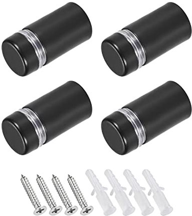 METALLIXITY Letrero Separador Tornillos (12x23mm) 4uds, Inoxidable Acero Publicidad Tornillos Vidrio Acrílico Clavo - para Imagen Marco Muestra Exhibición, Mate Negro