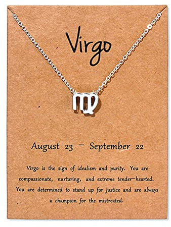 SHANHE Frauen 12 Horoskop Sternzeichen Anhänger Halskette Stier Widder Löwe 12 Sternbilder Schmuck Kinder Weihnachtsgeschenke-Jungfrau