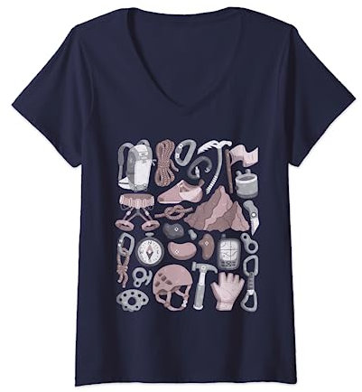 Damen Kletterausrüstung T-Shirt mit V-Ausschnitt