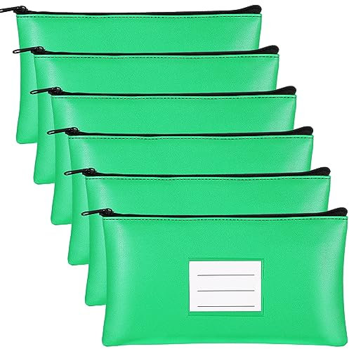 Paterr Geldbeutel mit Reißverschluss, PU-Leder, Sicherheits-Geldbeutel, Quittungshalter, Banktasche, Geldbörse mit Etikett für Bargeld, Münzen, Make-up, Kosmetik, Rechnungen, Tickets, 27,9 x 15,2 cm