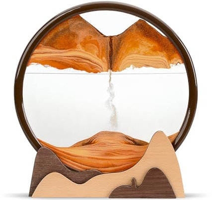 Heimthal Moving Sand Liquid in Motion 3D Deep Sea Sandscape Picture - Wooden Art for Desk and Office Decor (12 Inches)