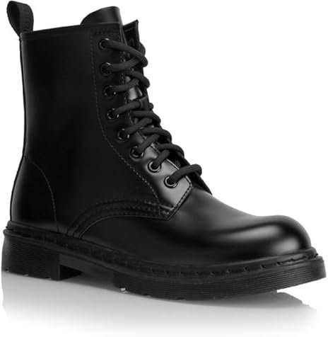 Procity Damen 8 Eyelet Stiefelette mit dem Blockabsatz und seitlichem Reißverschluss Combat Boots Ankle Boots Black 39
