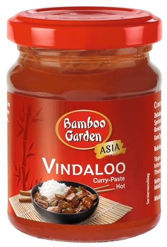 Bamboo Garden - Currypaste Vindaloo | Würzig-scharfer Geschmack für Currygerichte und zum Marinieren von Fleisch | 1 x 125 g