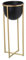 DRW Macetero con pie de Metal en Negro y Dorado 22,5x55cm