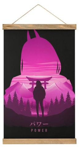 MOJDI Scroll Power Chainsaw Man Hangers Poster DIY Wall Fabric Decor Hanging Paintings Frame Kit Holder For Living Room