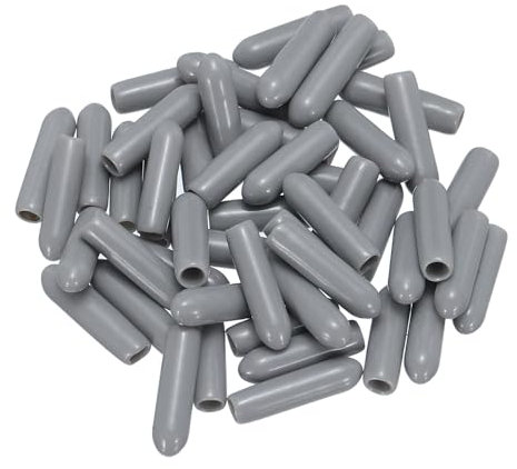 QUARKZMAN 50Stk Gummi-Endkappen 3mm(1/8) ID Vinyl PVC Rundrohr Bolzenkappe Abdeckung Schutzvorrichtungen für Schraubengewinde Grau
