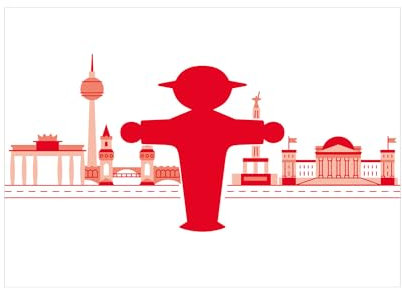 AMPELMANN Postkarte | POSTMANN PK166 | 12 x 17 cm | Querformat | Steher vor Silhouette Berlin | Berlin | Souvenir