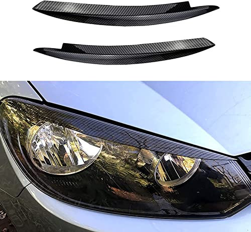 Autoscheinwerfer Wimpern Augenbrauen Aufkleber für V-W Golf 6 VI MK6 GTI GTR 2008-2013, Frontscheinwerfer Trim Augenlider Deckel Scheinwerferblenden Dekoration,B-Carbon Fiber Look