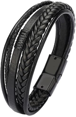 Gruvox Premium Leather Bracelet - Braided Wristbands, Rope for Men and Boys