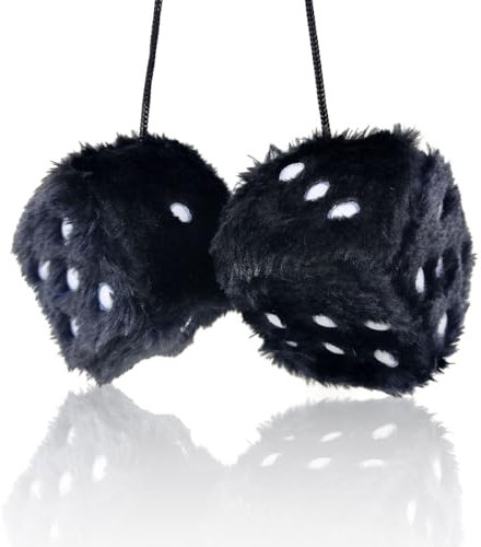 Plüschwürfel Auto Rückspiegel Anhänger, Auto Rückspiegel Ornament, Flauschige Plüschwürfel zum Aufhängen im Auto, pelzige Würfel mit Punkten für den Auto Rückspiegel