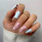 24pcs Medium Square False Nails Blue Pink Stick on Nails Love Heart Glitter Gold Press on Nails Removable Glue-on Nails Acrylic Full Cover Fake Nails Set Women Nail Art Accessories
