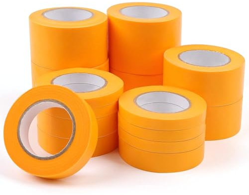 HIMOMO Nastro per mascheratura, Nastri Adesivi da Pittore In Carta Gommata Nastro Sottile Adesivo 8/12/15/20/24/30MM X 20M per Fai Da Te Vernice Auto Pittura Decorare, Arancia (15 Rotoli)