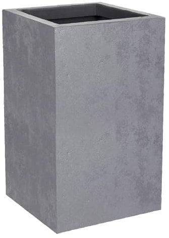 EDA - Pot Carré Haut Basalt'Up 36 L - Décor Imitation Béton - Simple Paroi - Zone de Rétention d'eau - 29,5 x 29,5 x H.49,5 cm - Gris béton