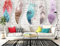 Fototapete Blumen 3D Tapeten 3D Effekt Wohnzimmer Schlafzimmer Vliestapete Einfache Handgemalte Bunte Federn Natur Grau Graffiti Steinoptik Kinder Tapeten