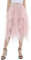 zffriction Gonna in Tulle Donna Gonna Lunga in Tulle a Vita Alta Elastica Irregolare Estiva Tulle Gonna per Quotidiana, Carnevale, Party (IT, Testo, Taglia Unica, Regular, Regular, Rosa)