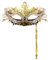 Oidea Women's Masquerade Mask with Stick: Rhinestones Deecorations Mardi Gras Venetian Mask Halloween Carnival Party Costume Ball Mask, Black Gold