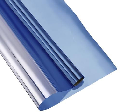 sourcing map Pellicola per la privacy per finestre, unidirezionale, controllo del calore, statica, per casa, ufficio, blu scuro, 45 x 100 cm