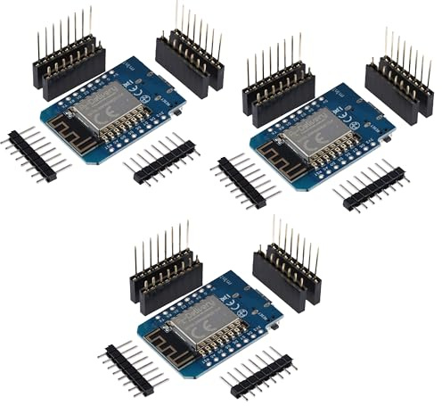 AZDelivery 3 x D1 Mini NodeMcu mit ESP8266-12F mit USB-C Anschluss WLAN Module CH340G Lua kompatibel mit Arduino inklusive E-Book!