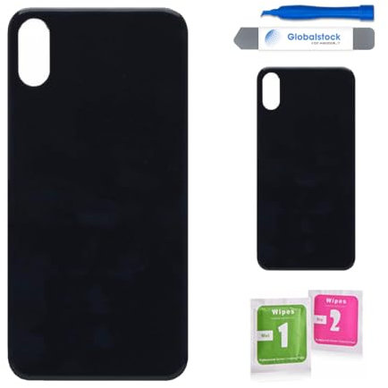 Globalstock Vitre arrière Cache Batterie pour iPhone XS Remplacement Compatible Multicolor + adhésif et Kit Outils (Noir)