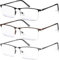 Xnourney Lot de 3 lunettes de lecture bloquant la lumière bleue pour hommes, lunettes à charnière à ressort légères, anti - fatigue oculaire/éblouissement/UV (couleur mixte, noir + gris + marron1.0)