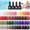 TOMICCA 42PCS UV Nagellack Herbst/Winterfarben Set, 36 Farben Rot Braun Schwarz Blau Gel Nagellack & 4PCS Base Top Coat Set mit Blooming Gel & 2 * Rund Nagel Display, für Nagelstudio & DIY Home