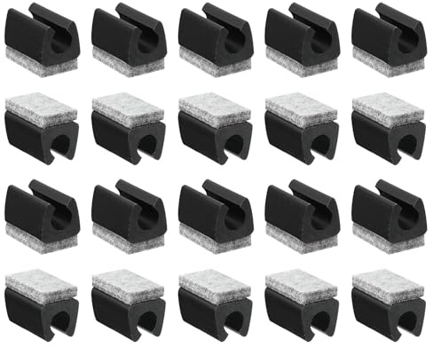 sourcing map Lot de 40 embouts pour pieds de chaise avec patins en feutre, protection de sol en forme de U, patins de protection pour pieds de meubles, pieds en tube métallique de 12 mm, noir, gris
