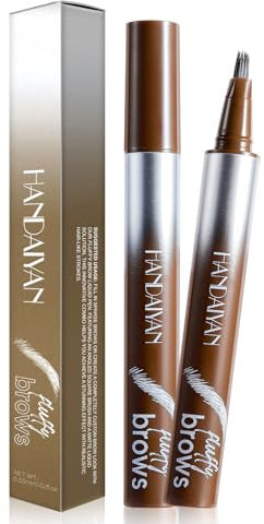 Multi-Fork Liquid Eyebrow Pen & Brow-Fection Angled Brush Eyebrow Pencil – Waterproof, Long-Lasting for Natural-Looking Full Brows (# 04)