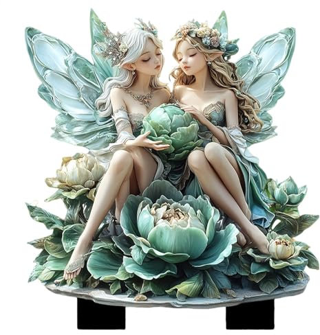 Generisch Feenfiguren,Feen Für Den Feengarten | Grüne Blumenfeengartendekoration,Gartenzwerg-Figuren, Feengarten-Zubehör, Zaun-Ornament Für -Feengarten-Schreibtisch-Ornament