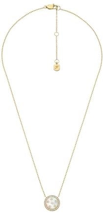 Fossil Women's goldfarbene Edelstahlkette mit Karabinerverschluss Runde Halskette mit Anhängern, Perlweiß