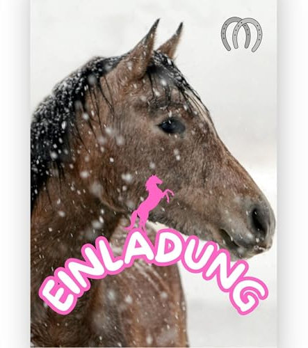 Boaino® 12xEinladungskarten (10,5 x 14,8cm) mit Umschlägen – Pferde,Einladungskarten Geburtstag für Kinder, Jugendliche & Erwachsene, Einladungskarten Kindergeburtstag für Feiern & Events (Reiten)