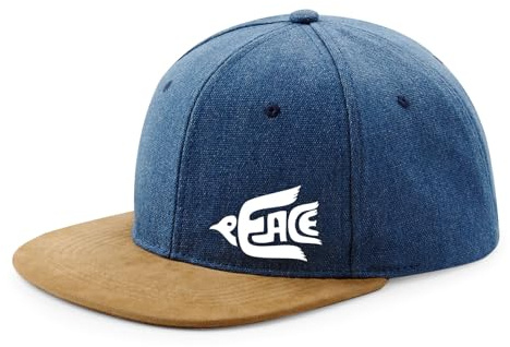 Huuraa Cappy Mütze Peace Friedenstaube Denim Baumwolle und Polyester Snapback Kappe Geschenkidee