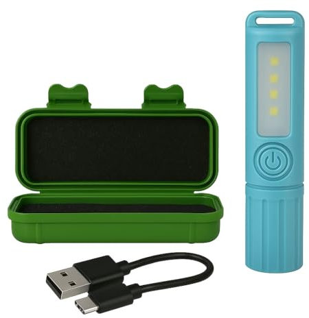 Utilify | Mini Linterna LED Recargable USB Tipo C | 2000 Lúmenes | 4 Modos de Luz | Zoom Ajustable | Batería 800mAh | IPX5 Impermeable | Ideal para Camping, Trabajo, Coche y Emergencias (Azul)